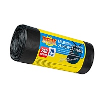 Мешки для мусора 240 л, черные, в рулоне 10 шт., ПНД 40 мкм, 1250х1000 мм, Крепак, 4607075710153 в Хабаровске