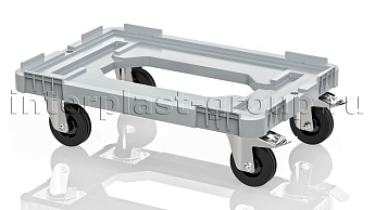 Тележка пластиковая с отверстием 2 колеса с тормозом серая в Хабаровске Тележка пластиковая с отверстием 2 колеса с тормозом серая в Хабаровске