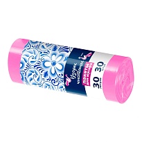 Мешки для мусора 30 л, розовые, в рулоне 30 шт., ПНД, 8 мкм, 560х480 мм, Узоры Чистоты, МУ3605 (ММЭ-30роз) в Хабаровске
