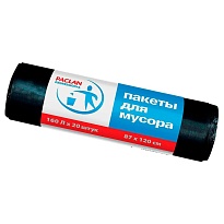 Мешки для мусора 160 л, черные, в рулоне 20 шт., ПВД, 30 мкм, 1200х870 мм, PACLAN Professional, 604082 в Хабаровске