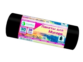 Мешки для мусора 30 л, черные, в рулоне 20 шт., ПНД, 7 мкм, 600х500 мм, MIRPACK Classik, 302040 в Хабаровске