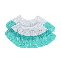 Бахилы бело-бирюзовые 1000 шт (500 пар), 48 мкм, двойная подошва, с одной резинкой, Эконом+ в Хабаровске