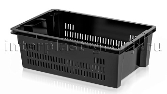 Ящик универсальный для овощей, фруктов и хлеба перфорированные стенки сплошное дно черный в Хабаровске