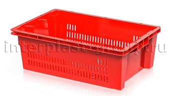 Ящик универсальный для овощей, фруктов и хлеба перфорированный красный в Хабаровске Ящик универсальный для овощей, фруктов и хлеба перфорированный красный в Хабаровске