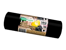 Мешки для мусора 180 л, ароматизированные, черные, в рулоне 10 шт., ПВД, 70 мкм, 1100х930 мм, СТРОЙКА, S18010110