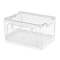 Ящик пластиковый складной прозрачный, дно белое, 360х235х230 мм, с колесиками в Хабаровске