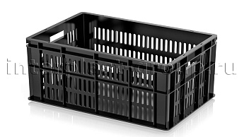 Ящик для молока, мяса, овощей и фруктов большая перфорация дно сплошное черный в Хабаровске