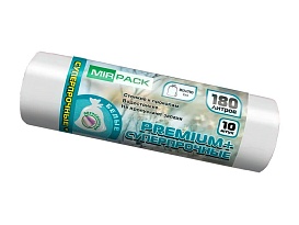 Мешки для мусора 180 л, ароматизированные, белые, в рулоне 10 шт., ПВД, 35 мкм, 1100х930 мм, PREMIUM+, 180105302 в Хабаровске