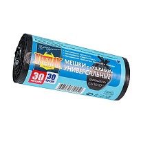 Мешки для мусора 30 л, с ушками, черные, в рулоне 30 шт., ПНД, 9 мкм, 600х500 мм, Крепак, 4607075710450 в Хабаровске Мешки для мусора 30 л, с ушками, черные, в рулоне 30 шт., ПНД, 9 мкм, 600х500 мм, Крепак, 4607075710450 в Хабаровске