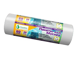 Мешки для мусора 60 л, белые, в рулоне 20 шт., ПНД, 7 мкм, 700х600 мм, MIRPACK Classik, 602052 в Хабаровске