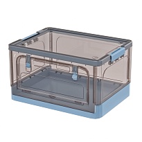Ящик пластиковый складной прозрачный коричневый, дно синее,490х360х280 мм, с колесиками в Хабаровске
