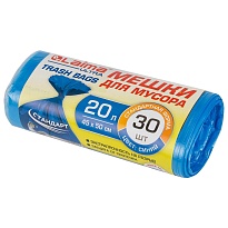 Мешки для мусора 20 л, синие, в рулоне 30 шт., ПНД, 8 мкм, 500х450 мм, LAIMA, 607682 в Хабаровске