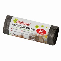 Мешки для мусора 30 л, черные, в рулоне 20 шт., ПНД, 5 мкм, 550х470 мм, Любаша эконом, 605329 в Хабаровске Мешки для мусора 30 л, черные, в рулоне 20 шт., ПНД, 5 мкм, 550х470 мм, Любаша эконом, 605329 в Хабаровске