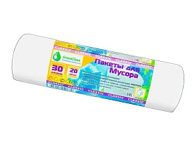 Мешки для мусора 30 л, белые, в рулоне 20 шт., ПНД, 7 мкм, 600х500 мм, MIRPACK Classik, 302042 в Хабаровске Мешки для мусора 30 л, белые, в рулоне 20 шт., ПНД, 7 мкм, 600х500 мм, MIRPACK Classik, 302042 в Хабаровске