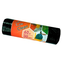 Мешки для мусора 60 л, черные, в рулоне 30 шт., ПНД, 6 мкм, 640х580 мм, Концепция Быта EcoClean, 603890 в Хабаровске