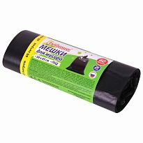 ММешки для мусора 60 л, черные, в рулоне 20 шт., ПНД, 8 мкм, 650х580 мм, Любаша, 608092 в Хабаровске