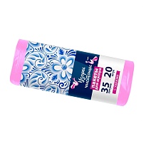 Мешки для мусора 35 л, с ушками, розовые, в рулоне 20 шт., ПНД, 12 мкм, 655х500 мм, Узоры Чистоты, МУ3469 (МСУ-35роз) в Хабаровске