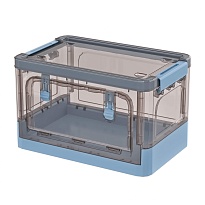 Ящик пластиковый складной прозрачный коричневый, дно синее, 360х235х230 мм, с колесиками в Хабаровске