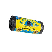 Мешки для мусора 30 л, с ушками, черные, в рулоне 30 шт., ПНД, 8 мкм, 580х460 мм, Крепакоф, 4607075710238 в Хабаровске