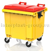 Контейнер для мусора 1100 л желтый с красной крышкой