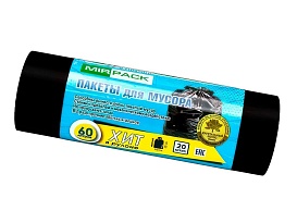 Мешки для мусора 60 л, ароматизированные, черные, в рулоне 20 шт., ПНД, 8 мкм, 800х600 мм, ХИТ, 6020867 в Хабаровске