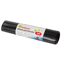Мешки для мусора 240 л, черные, в рулоне 5 шт., ПВД 30 мкм, 1300х900 мм, Любаша, 605338 в Хабаровске