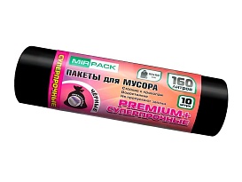 Мешки для мусора 160 л, ароматизированные, черные, в рулоне 10 шт., ПВД, 35 мкм, 1100х930 мм, PREMIUM+, 16010530 в Хабаровске Мешки для мусора 160 л, ароматизированные, черные, в рулоне 10 шт., ПВД, 35 мкм, 1100х930 мм, PREMIUM+, 16010530 в Хабаровске