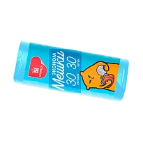 Мешки для мусора 30 л, синие, в рулоне 30 шт., ПНД, 5 мкм, 560х480 мм, Эконом, МЭ3841 (ПМ-30-30) в Хабаровске